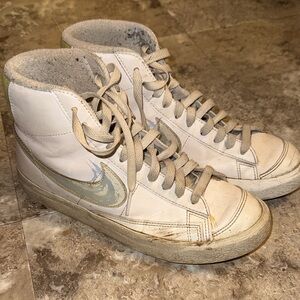 Nike White High-Tops with blue Accents